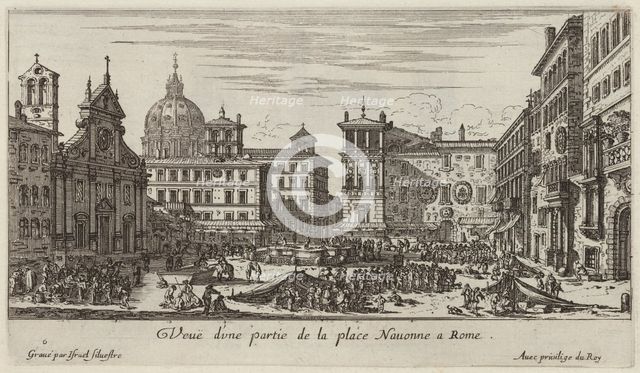 Veuë d'une partie de la place Navonne a Rome, 1640-1660. Creator: Israel Silvestre.