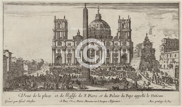 Veuë de la place et de l'Eglise de S. Piere et du Palais du Pape appellé le Vatican, 1640-1660. Creator: Israel Silvestre.