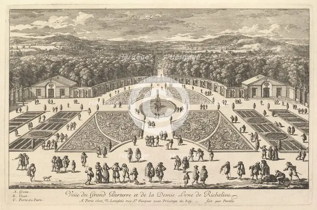 Veüe du Grand Parterre et de la Demie Lune de Richelieu, 17th century. Creator: Adam Perelle.