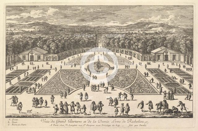 Veüe du Grand Parterre et de la Demie Lune de Richelieu, 17th century. Creator: Adam Perelle.