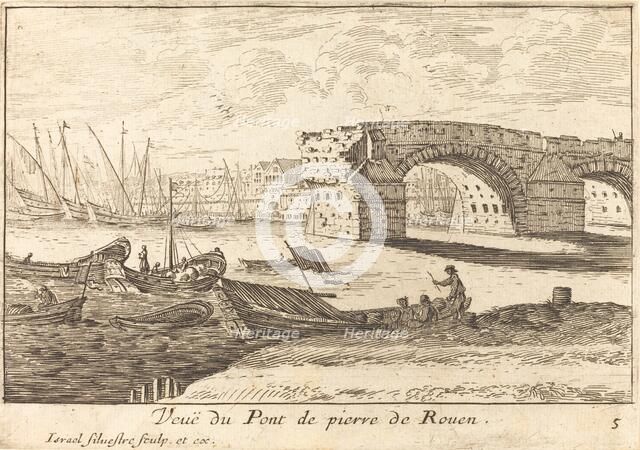 Veue du Pont de pierre de Rouen, 1664. Creator: Israel Silvestre.