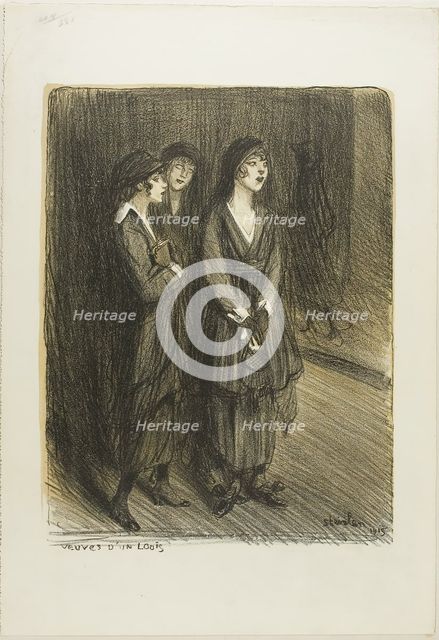 Veuves d'un Louis, plate seven from Actualités, 1915. Creator: Theophile Alexandre Steinlen.