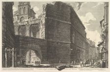 Veduta degli avanzi del Foro di Nerva, l'arcade et la muraille (The Forum of Augustus [err..., 1757. Creator: Giovanni Battista Piranesi