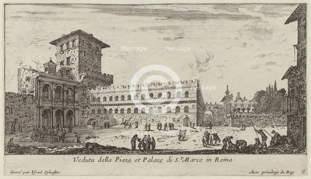 Veduta della Piaza et Palazo di St. Marco in Roma, 1640-1660. Creator: Israel Silvestre.