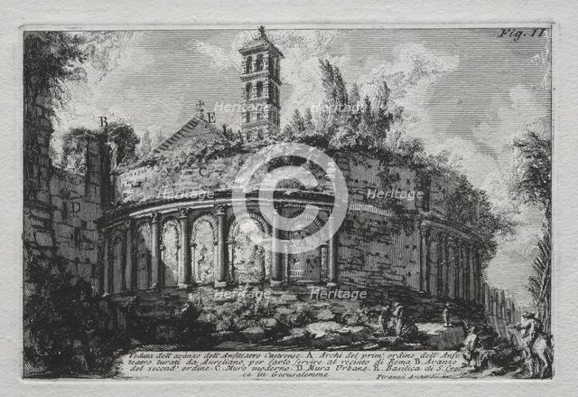 Veduta dellavanzo dellAnfiteatro Castranse. Creator: Giovanni Battista Piranesi (Italian, 1720-1778).