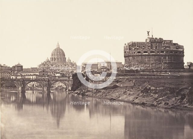 Veduta di Castel St Angelo. S. Pietro, 1848-52. Creator: Eugène Constant.