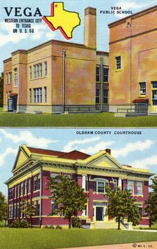 Vega, Western Entrance City to Texas on US 66 postcard, 1943