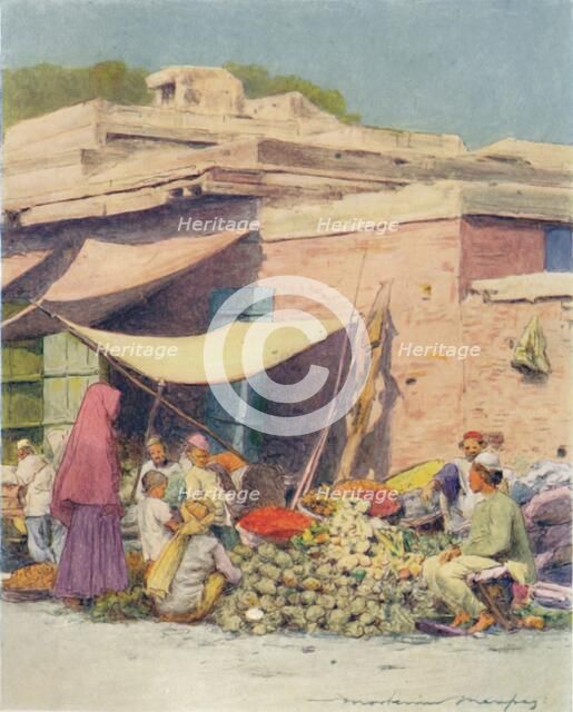 'Vegetable Market, Delhi', 1905. Artist: Mortimer Luddington Menpes.