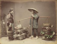 Vegetable Peddler, 1870s-1890s. Creator: Kusakabe Kimbei