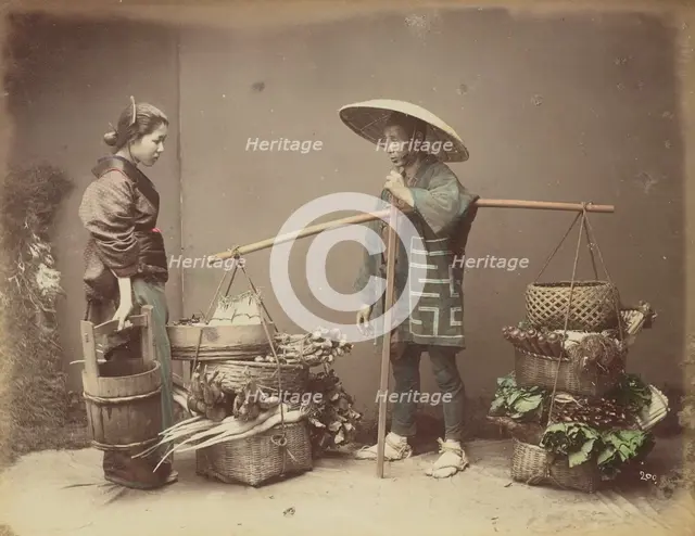 Vegetable Peddler, 1870s-1890s. Creator: Kusakabe Kimbei.