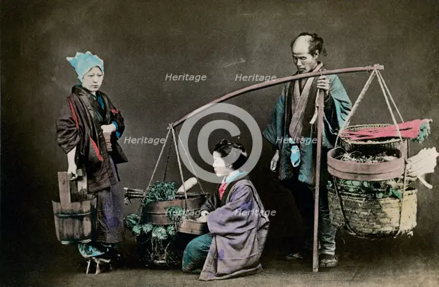 Vegetable pedlar, Japan, 1882. Artist: Felice Beato