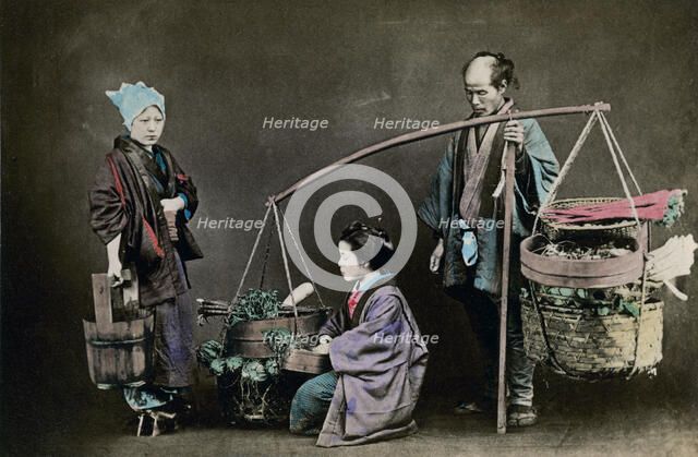 Vegetable pedlar, Japan, 1882. Artist: Felice Beato