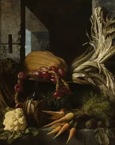 Vegetables in a cellar, 1883. Creator: Wladimir Swertschkoff