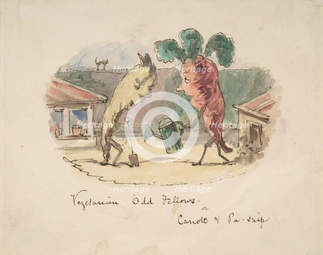 Vegetarian Odd Fellows: or, Carrott and Pa-Snip, 1837-64. Creator: John Leech.