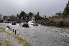 Vehicles on Flooded road at Beaulieu 2008