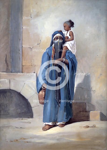 Veiled Egyptian Woman', mid 19th century. Artist: Emile Prisse D'Avennes