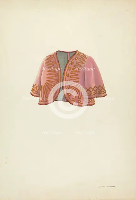 Velvet Bolero for Women, c. 1937. Creator: Syrena Swanson.