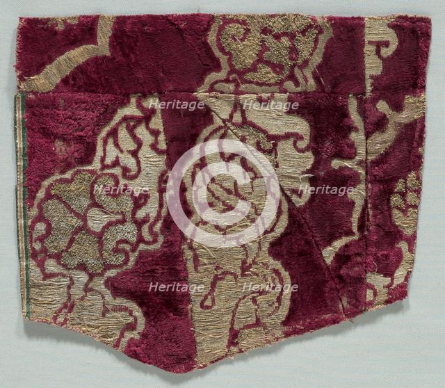 Velvet Fragment, 1400s. Creator: Unknown.