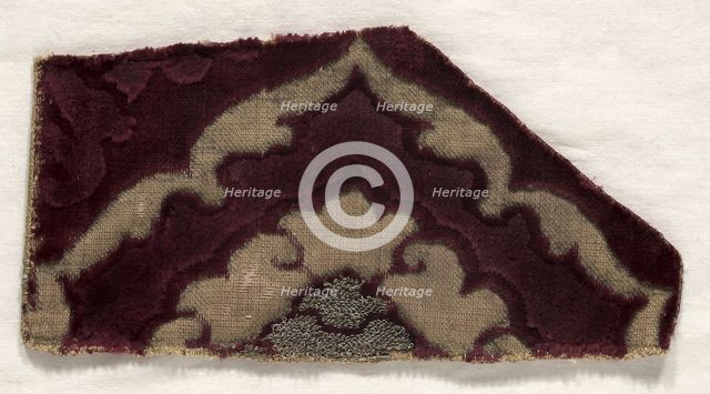Velvet Fragment, 1400s. Creator: Unknown.