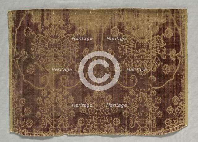 Velvet Fragment, 1400s. Creator: Unknown.