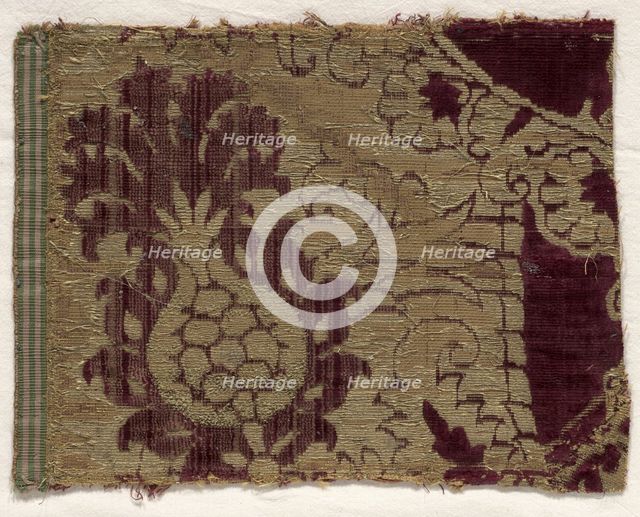Velvet Fragment, 15th century. Creator: Unknown.