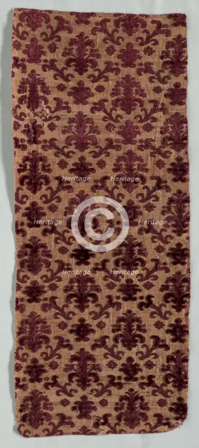 Velvet Fragment, 1600-1640. Creator: Unknown.