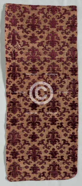 Velvet Fragment, 1600-1640. Creator: Unknown.