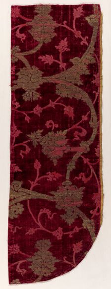 Velvet Fragment (of a Chasuble ?), 1400s. Creator: Unknown