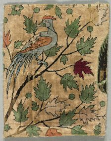 Velvet Fragment, Khusrau Sees Shirin Bathing, 1550-99. Creator: Unknown
