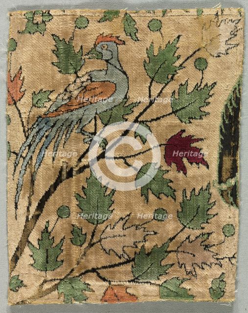 Velvet Fragment, Khusrau Sees Shirin Bathing, 1550-99. Creator: Unknown.