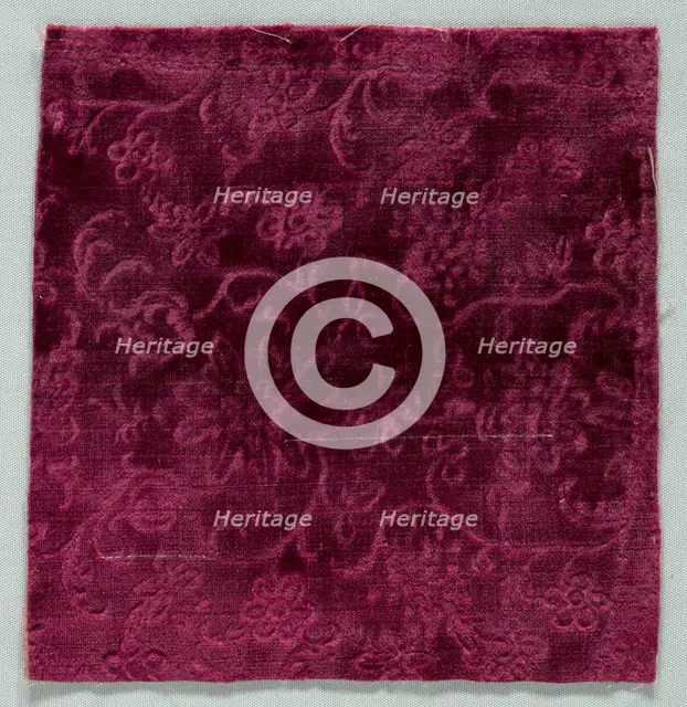 Velvet Fragment, late 1600s. Creator: Unknown.