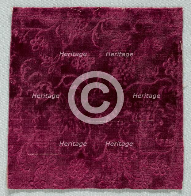 Velvet Fragment, late 1600s. Creator: Unknown.