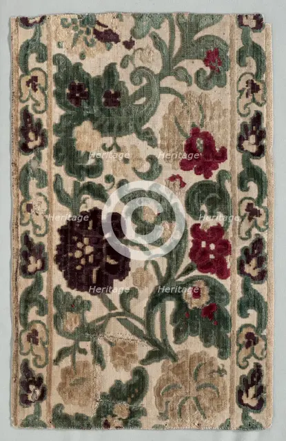 Velvet Fragment, late 1600s - early 1700s. Creator: Unknown.