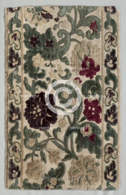 Velvet Fragment, late 1600s - early 1700s. Creator: Unknown.