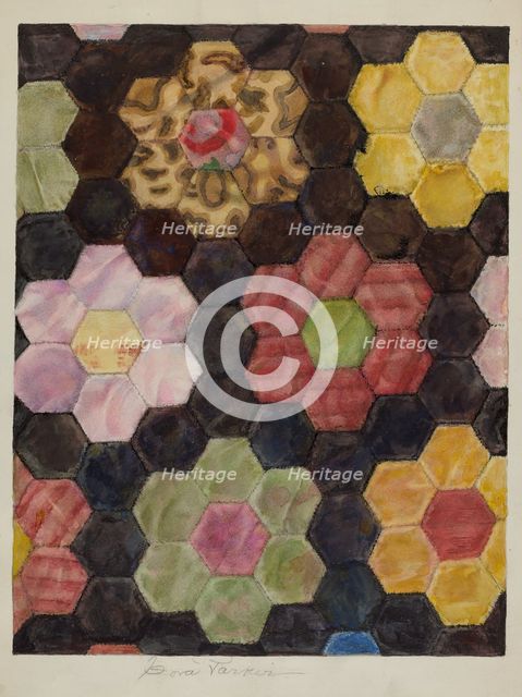 Velvet Pieced Quilt, c. 1938. Creator: Cora Parker.
