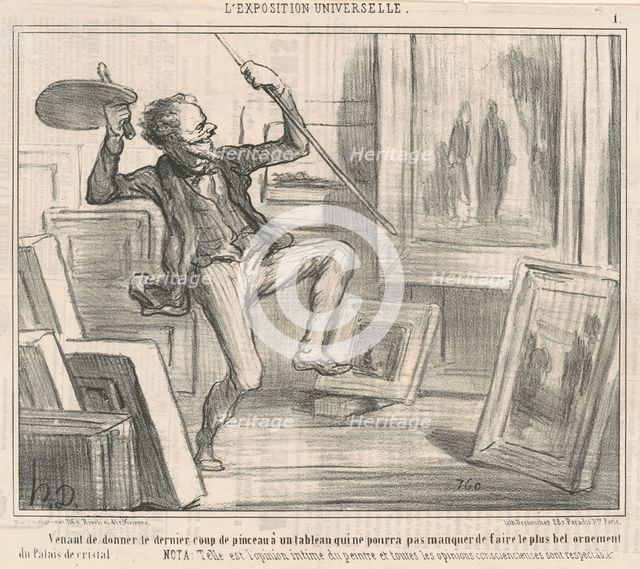 Venant de donner le dernier coup de pinceau ..., 1855.  Creator: Honore Daumier.