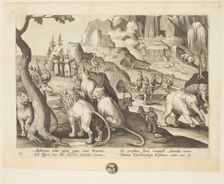 Venationes ferarum, avium, piscium (Hunts of wild animals, birds and fish). Plate 13, 1596. Creator: Hans Collaert the Younger