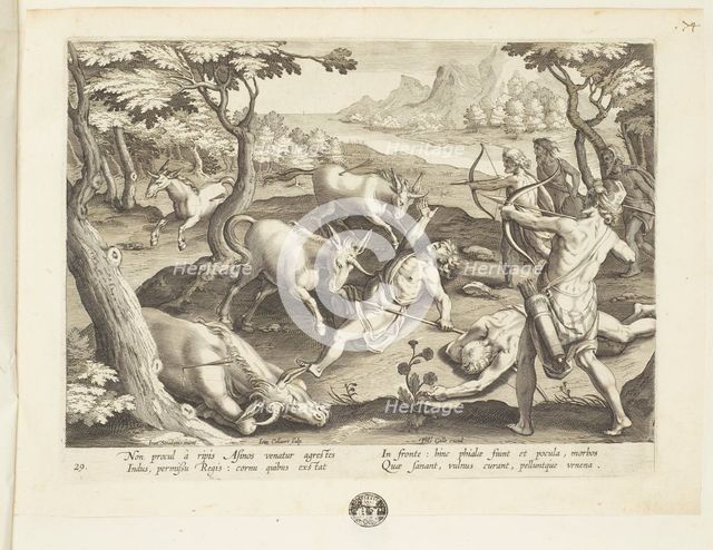 Venationes ferarum, avium, piscium (Hunts of wild animals, birds and fish). Plate 29, 1596. Creator: Hans Collaert the Younger.