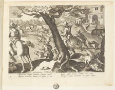 Venationes ferarum, avium, piscium (Hunts of wild animals, birds and fish). Plate 37, 1596. Creator: Hans Collaert the Younger