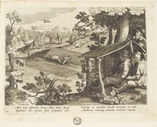 Venationes ferarum, avium, piscium (Hunts of wild animals, birds and fish). Plate 66, 1596. Creator: Hans Collaert the Younger