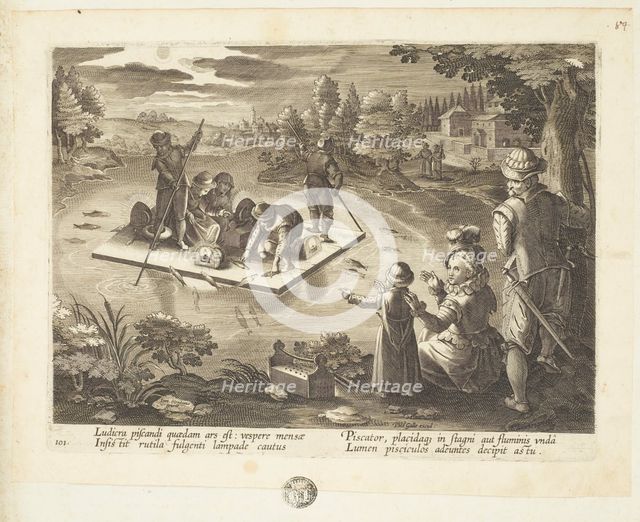 Venationes ferarum, avium, piscium (Hunts of wild animals, birds and fish). Plate 101, 1596. Creator: Hans Collaert the Younger.
