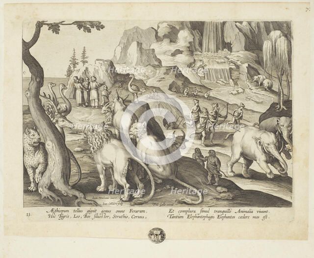 Venationes ferarum, avium, piscium (Hunts of wild animals, birds and fish). Plate 13, 1596. Creator: Hans Collaert the Younger.