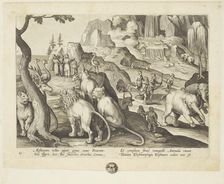 Venationes ferarum, avium, piscium (Hunts of wild animals, birds and fish). Plate 13, 1596. Creator: Hans Collaert the Younger