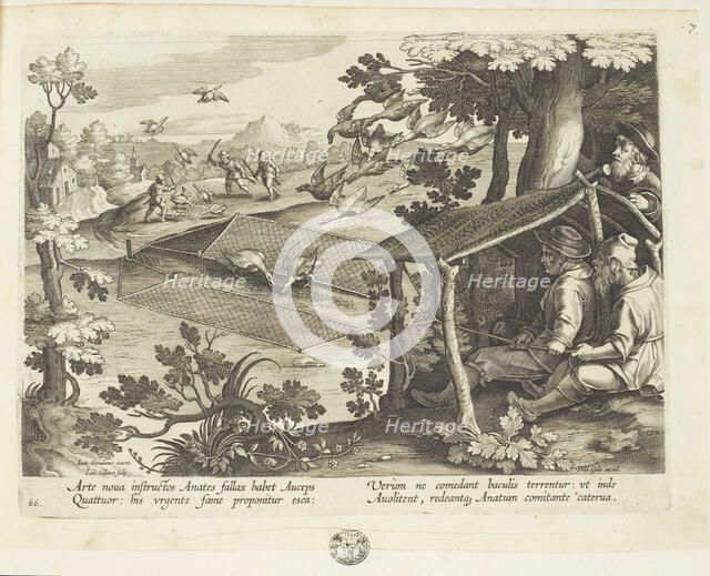 Venationes ferarum, avium, piscium (Hunts of wild animals, birds and fish). Plate 66, 1596. Creator: Hans Collaert the Younger.