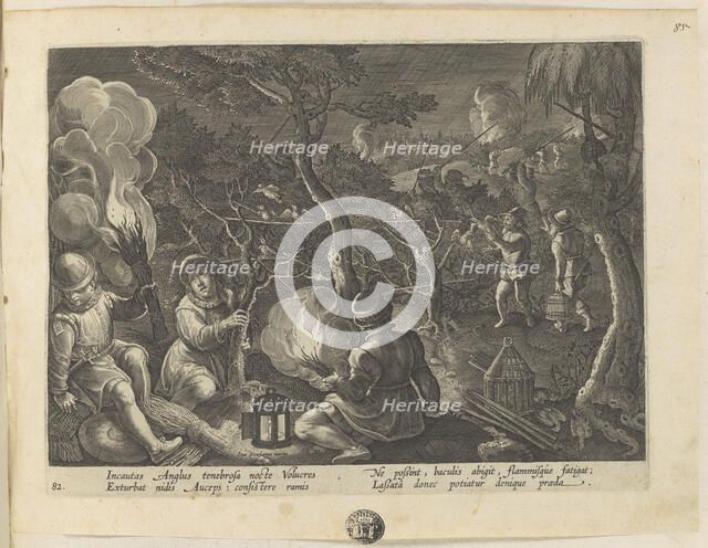 Venationes ferarum, avium, piscium (Hunts of wild animals, birds and fish). Plate 82, 1596. Creator: Hans Collaert the Younger.