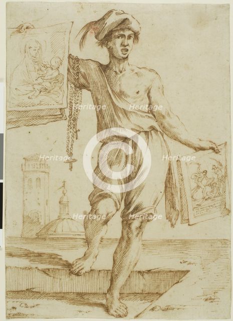 Vendor of Rosaries and Sacred Images, c.1660. Creator: Giuseppe Maria Mazzuoli.