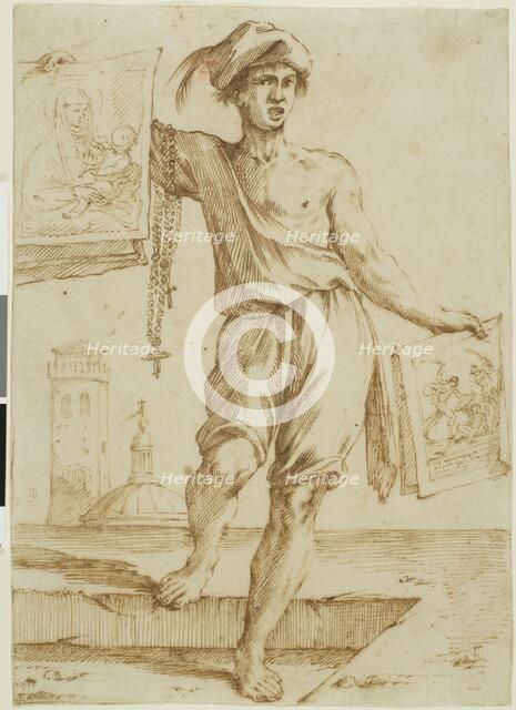 Vendor of Rosaries and Sacred Images, c.1660. Creator: Giuseppe Maria Mazzuoli.