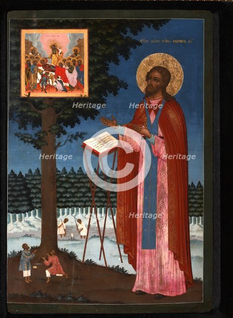 Venerable Adrian of Poshekhonye, 18th century. Artist: Russian icon  