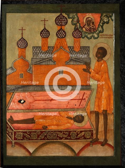 Venerable Procopius of Ustyansk, Early 18th cen.. Artist: Russian icon  