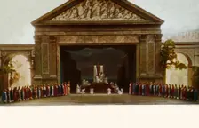 Veneration of the Cross, with choir, 1922. Creator: Henry Traut